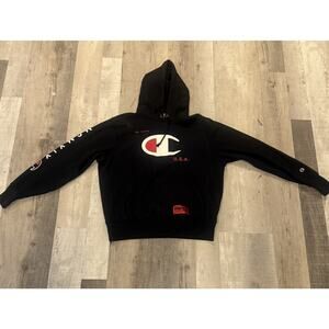 Champion Hoodie Mens Large RWSS MCMXIX Embroidered USA Pullover Sweatshirt